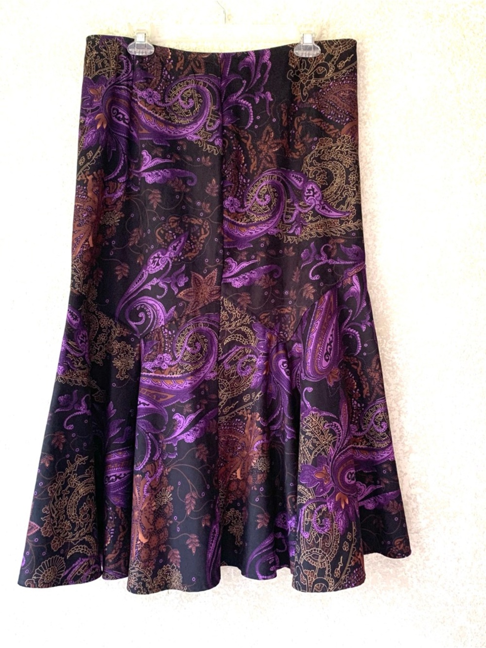 Cato Black and Purple Paisley A-Line Skirt Size 14